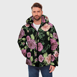 Куртка зимняя мужская Кусты роз, цвет: 3D-черный — фото 2