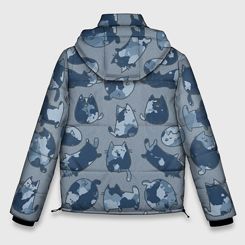 Мужская зимняя куртка Камуфляж с котиками серо-голубой / 3D-Светло-серый – фото 2
