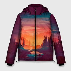 Куртка зимняя мужская Minimal forest sunset, цвет: 3D-черный
