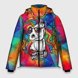 Куртка зимняя мужская Единорог хипстер, цвет: 3D-светло-серый