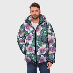 Куртка зимняя мужская Тропический цветок, цвет: 3D-черный — фото 2