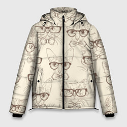 Куртка зимняя мужская Кошачий арт, цвет: 3D-черный