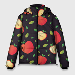 Куртка зимняя мужская Яблочный узор, цвет: 3D-черный