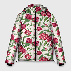 Куртка зимняя мужская Цветочный узор, цвет: 3D-черный