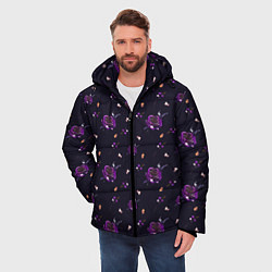 Куртка зимняя мужская Фиолетовые розы на темном фоне, цвет: 3D-черный — фото 2