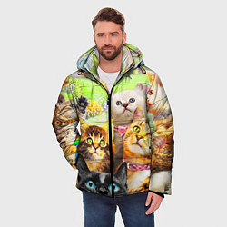 Куртка зимняя мужская КОТЫ, цвет: 3D-красный — фото 2