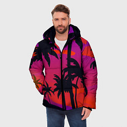 Куртка зимняя мужская Тропический пляж, цвет: 3D-черный — фото 2