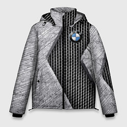 Куртка зимняя мужская BMW - emblem - metal - texture, цвет: 3D-красный