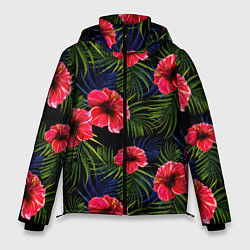 Мужская зимняя куртка Тропические цветы и листья