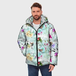 Куртка зимняя мужская Весенние цветы, цвет: 3D-черный — фото 2