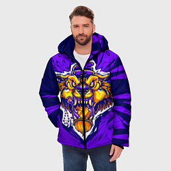 Куртка зимняя мужская Граффити Лев фиолетовый, цвет: 3D-черный — фото 2