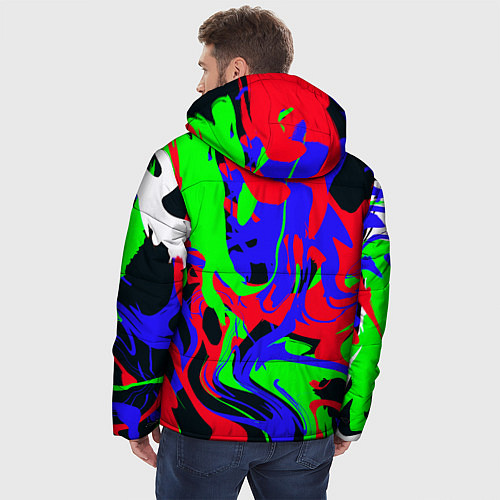 Мужская зимняя куртка Абстрактные краски / 3D-Красный – фото 4
