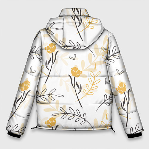 Мужская зимняя куртка Рисованные Цветы / 3D-Светло-серый – фото 2