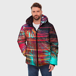 Куртка зимняя мужская Palm glitch art, цвет: 3D-черный — фото 2