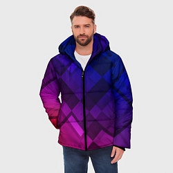 Куртка зимняя мужская Ромбы в градиенте, цвет: 3D-черный — фото 2