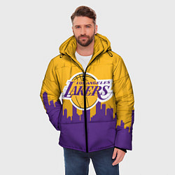 Куртка зимняя мужская LOS ANGELES LAKERS, цвет: 3D-черный — фото 2