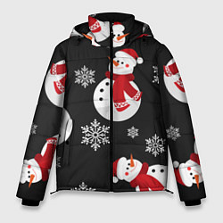 Куртка зимняя мужская Новогодний снеговик, цвет: 3D-черный