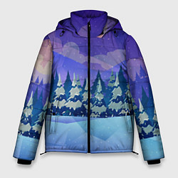 Куртка зимняя мужская Зимний лес, цвет: 3D-черный