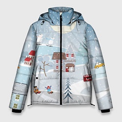 Куртка зимняя мужская Зимний дворик, цвет: 3D-красный