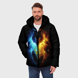 Куртка зимняя мужская Волки в огне, цвет: 3D-черный — фото 2