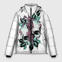 Мужская зимняя куртка Череп с японскими цветами