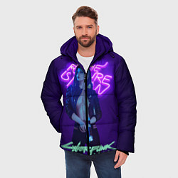 Куртка зимняя мужская Cyberpunk 2077 V, цвет: 3D-черный — фото 2