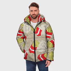 Куртка зимняя мужская Фастфуд - Картошка фри, цвет: 3D-черный — фото 2