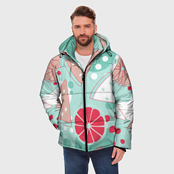 Куртка зимняя мужская Арбузно-цитрусовый узор, цвет: 3D-красный — фото 2