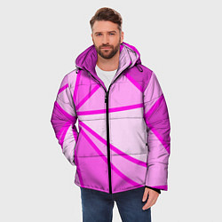 Куртка зимняя мужская Осколки розового стекла, цвет: 3D-черный — фото 2