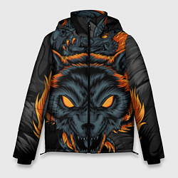 Куртка зимняя мужская Волк и дракон, цвет: 3D-черный