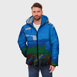 Куртка зимняя мужская Разноцветная абстракция, цвет: 3D-черный — фото 2