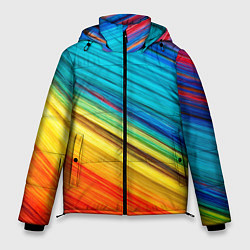 Куртка зимняя мужская Цветной мех диагональ, цвет: 3D-черный