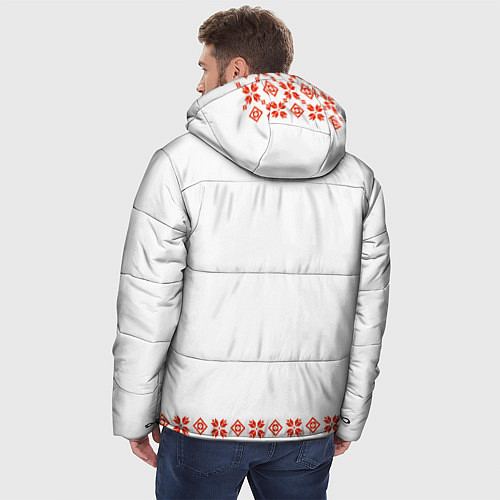 Мужская зимняя куртка Белорусская вышиванка / 3D-Красный – фото 4