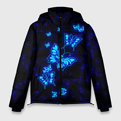 Куртка зимняя мужская Неоновые бабочки, цвет: 3D-черный