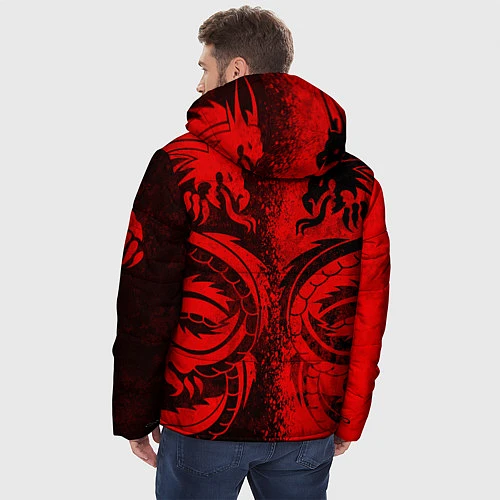 Мужская зимняя куртка BLACK RED DRAGONS TATOO / 3D-Красный – фото 4