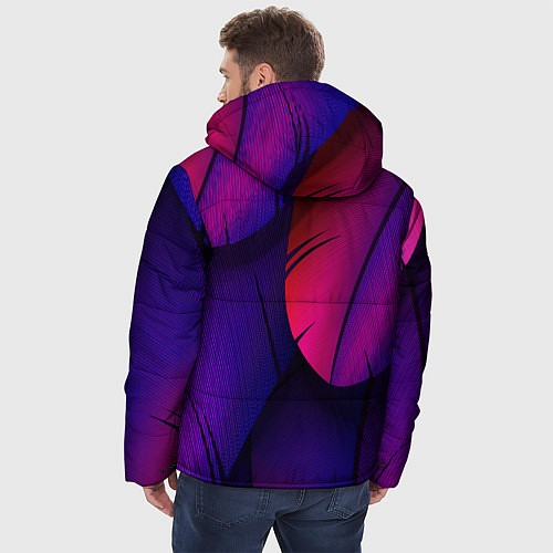 Мужская зимняя куртка Фиолетовые Перья / 3D-Красный – фото 4