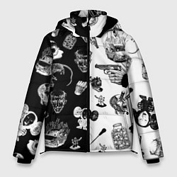 Куртка зимняя мужская КРОВОСТОК ТАТУИРОВКИ ЧБ, цвет: 3D-черный