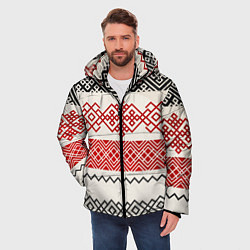 Куртка зимняя мужская Славянский узор красно-черный, цвет: 3D-черный — фото 2