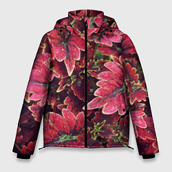 Куртка зимняя мужская Красные листья, цвет: 3D-черный