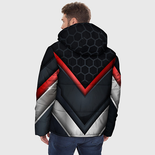 Мужская зимняя куртка 3D СОТЫ Металлические вставки / 3D-Красный – фото 4