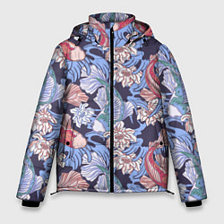 Мужская зимняя куртка Карпы КОИ и цветки Лотоса