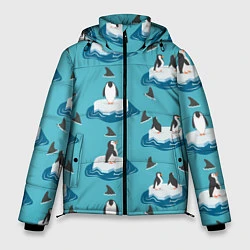 Куртка зимняя мужская Пингвины, цвет: 3D-черный