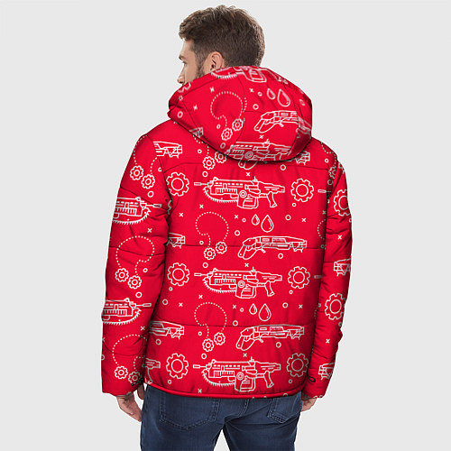 Мужская зимняя куртка Gears pattern / 3D-Красный – фото 4