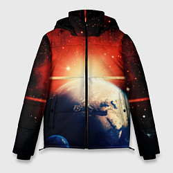 Куртка зимняя мужская Космос земля 3D, цвет: 3D-черный