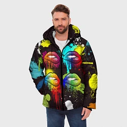 Куртка зимняя мужская Красочные кубы, цвет: 3D-черный — фото 2