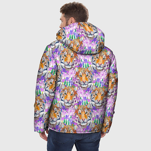Мужская зимняя куртка Тигр в цветах / 3D-Красный – фото 4