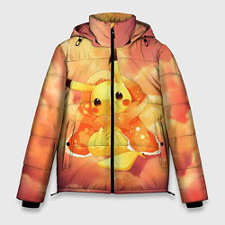Куртка зимняя мужская Пикачу на облачках, цвет: 3D-красный
