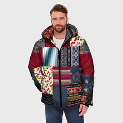 Куртка зимняя мужская Деревенский стиль Пэчворк, цвет: 3D-черный — фото 2