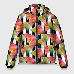 Куртка зимняя мужская Абстрактный полосатый узор, цвет: 3D-черный