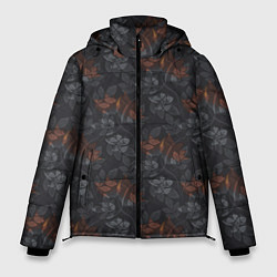 Куртка зимняя мужская Серо-коричневый цветочный узор, цвет: 3D-черный